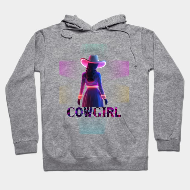 Neon Cowgirl Mystery: Bold Design for the Brave Hoodie by TesSsTeRosSsa